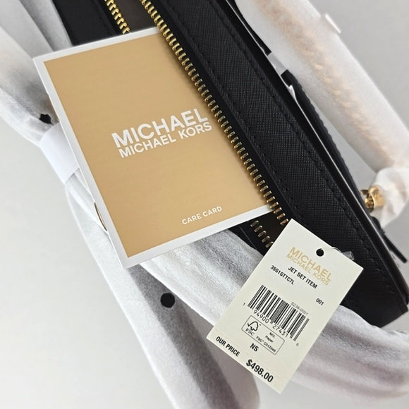 Michael Kors Jet Set Small Saffiano Leather Crossbody Bag Gold Tone Hardware - Picture 10 of 13